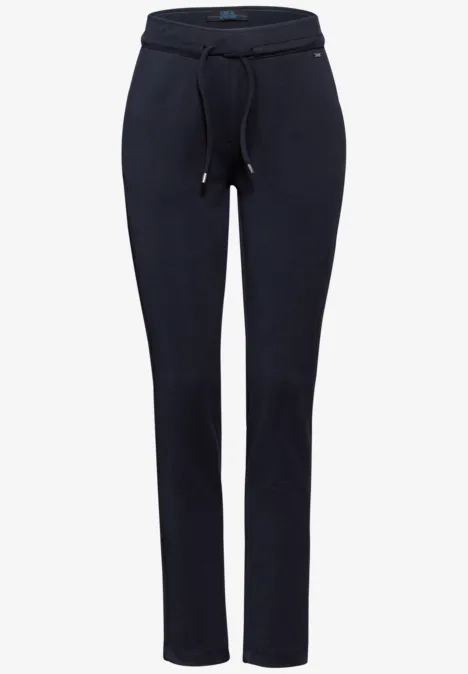 Dunkelblaue Jogginghose mit Kordelzug und schmaler Passform.